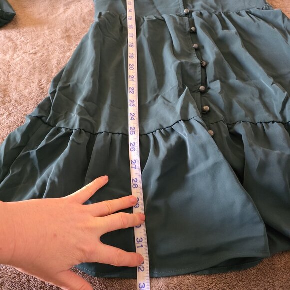 Cupshe XS Emerald Button Mini Dress Long Sleeve NWT - Picture 14 of 15